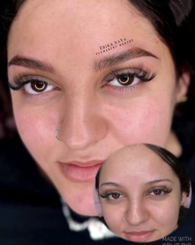 Cejas y pestañas, antes y después